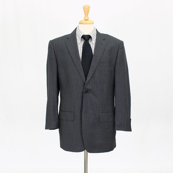 Valentino Other - Valentino 42R Gray Stripe Wool Two Button Suit Jacket O560